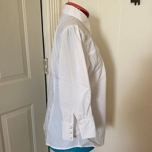 Worthington Stretch Fitted Pleated Button Down Shirt Women Size Large - Picture 2 of 8